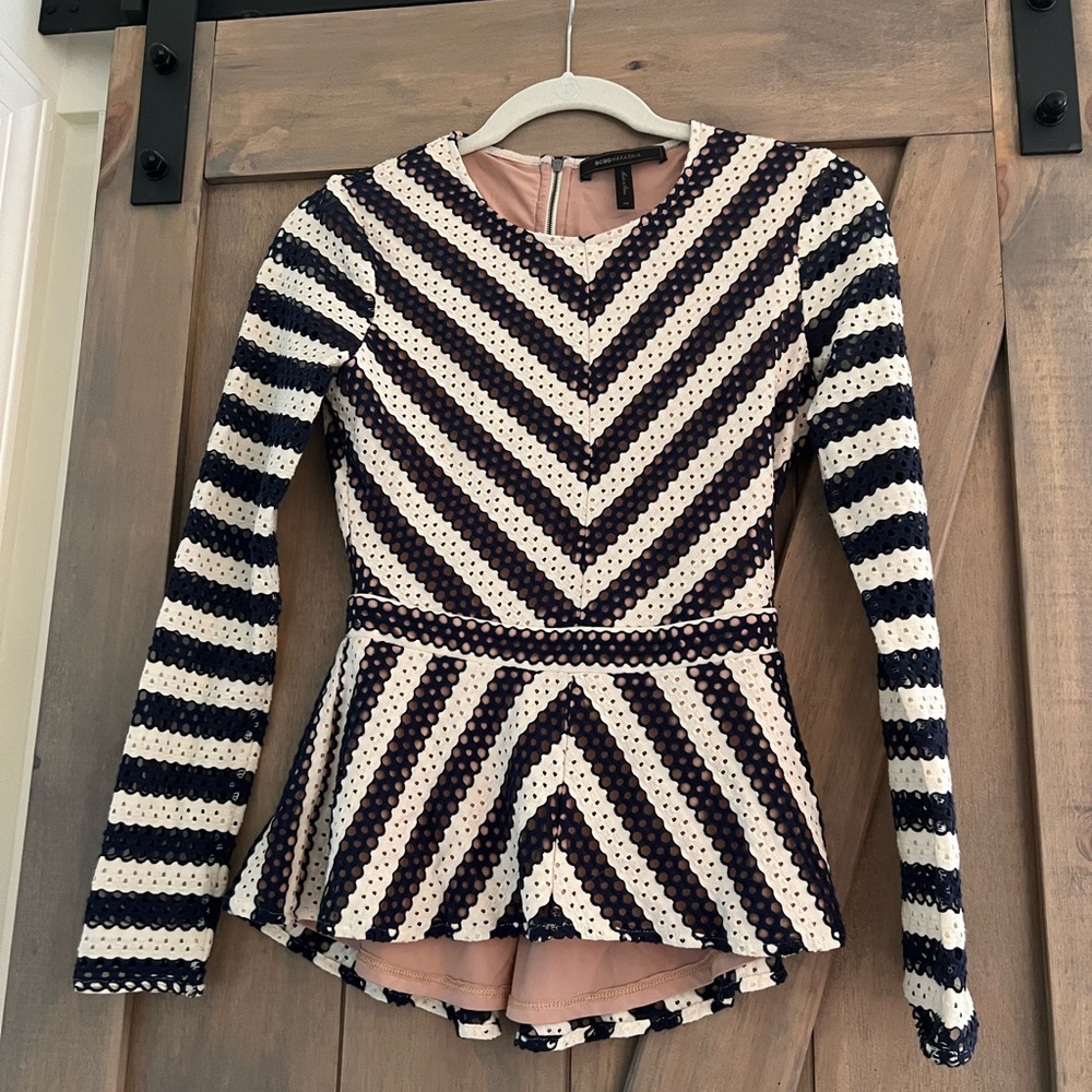 BCBG Peplum Blouse, Size XS